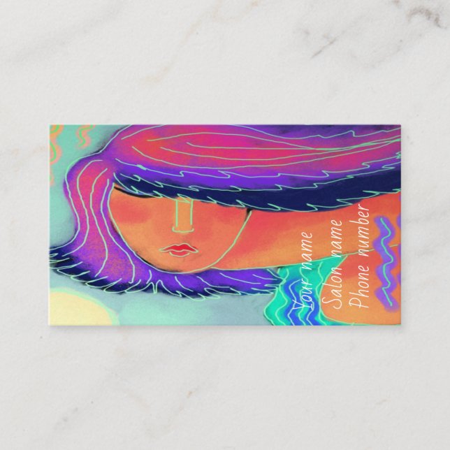 Woman with Colourful Hair Business Card (Front)