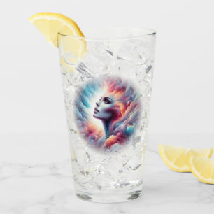 Woman with Cosmic Aura Hair Glass