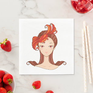 Woman With Crab Hair Napkin