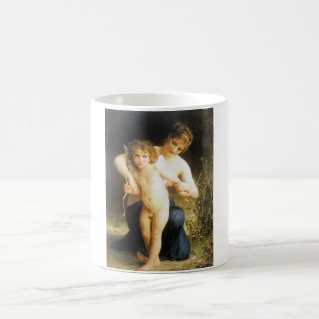 Woman with Cupid, Bouguereau Coffee Mug (Center)