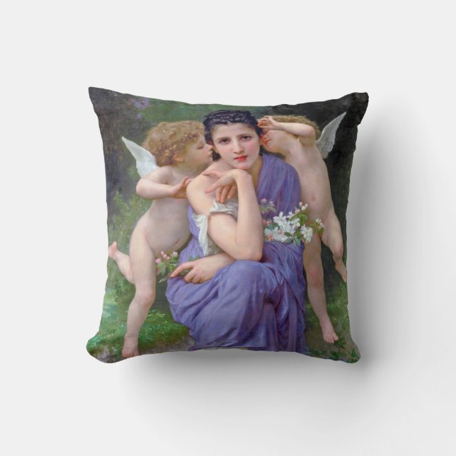 Woman with Cupid, Bouguereau Cushion (Front)
