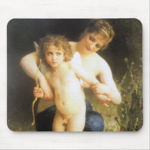 Woman with Cupid, Bouguereau Mouse Pad