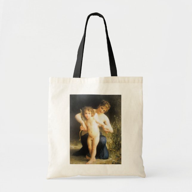 Woman with Cupid, Bouguereau Tote Bag (Front)