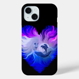 Woman with Dolphins in the Moonlight iPhone 15 Case