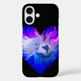 Woman with Dolphins in the Moonlight iPhone 16 Case