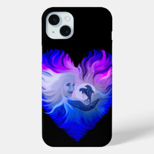Woman with Dolphins in the Moonlight iPhone 15 Mini Case
