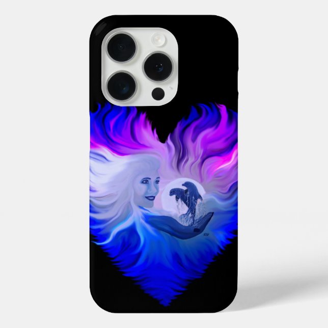 Woman with Dolphins in the Moonlight Case-Mate iPhone Case (Back)