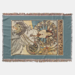 Woman with Feathers - PLM Railway Travel Poster Throw Blanket