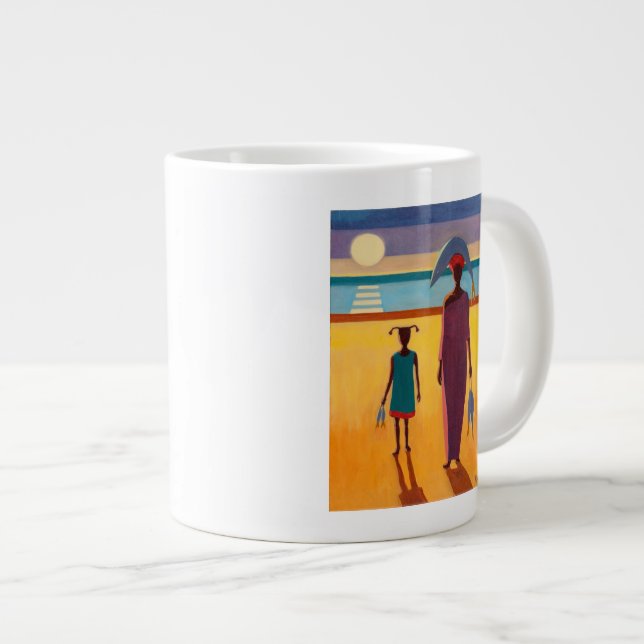 Woman with Fish Large Coffee Mug (Front Right)