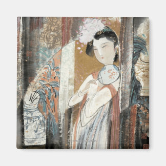 Woman with Floral Hairpin Magnet