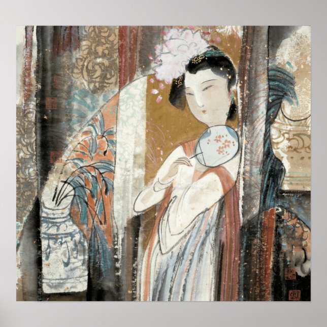 Woman with Floral Hairpin Poster (Front)