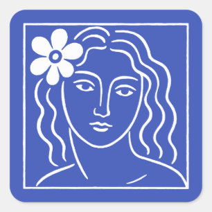 Woman with Flower in Her Hair Square Sticker