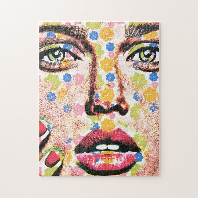 Woman with flower tattooed face art  jigsaw puzzle (Vertical)