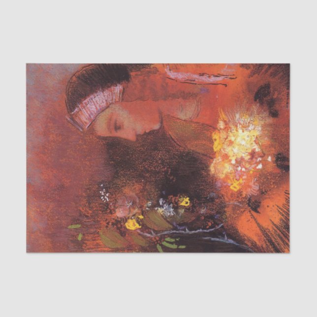 Woman with Flowers by Odilon Redon Tissue Paper (Front)