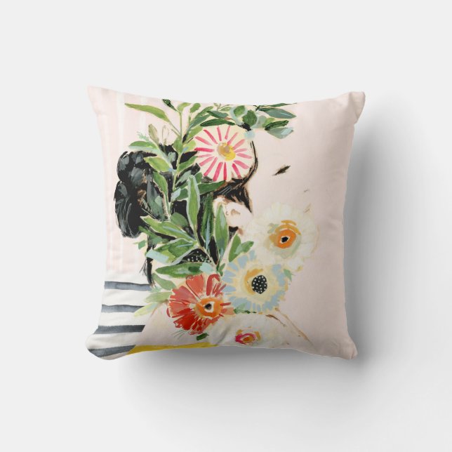 Woman with Flowers Cushion (Front)