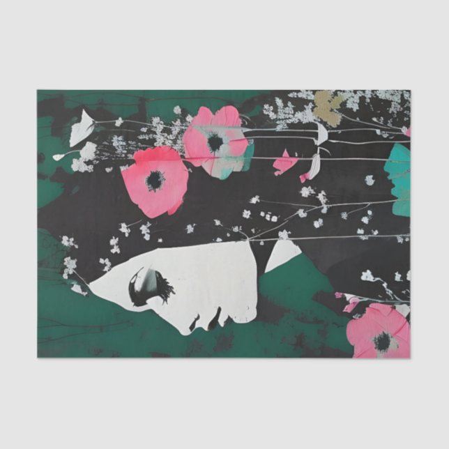 Woman With Flowers in Her Hair Decoupage Tissue Paper (Front)