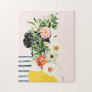 Woman with Flowers Jigsaw Puzzle