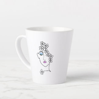Woman With Flowers Line Art   Latte Mug