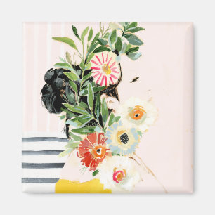 Woman with Flowers Magnet