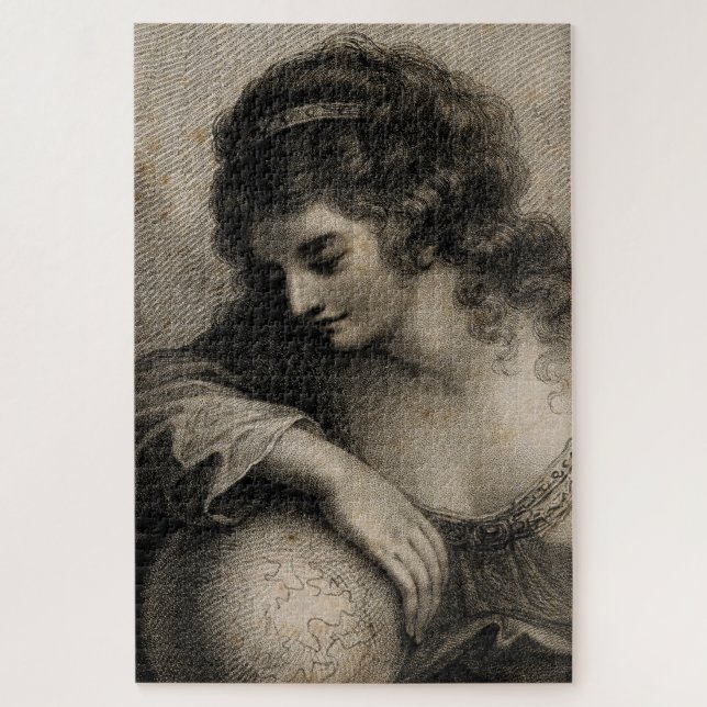 Woman with Globe Vintage Jigsaw Puzzle (Vertical)