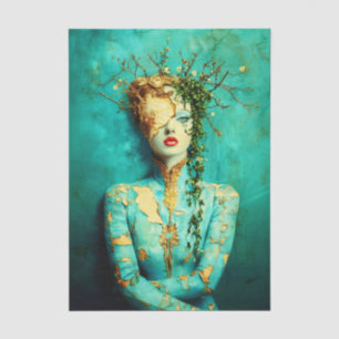 Woman with Gold Mask and Ivy Crown EN1L Decoupage Tissue Paper