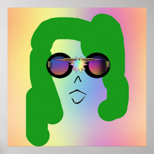 Woman With Green Hair + Sunglasses Fun Poster