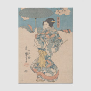 Woman with Green Umbrella by Utagawa Kuniyoshi Tissue Paper