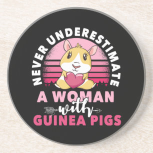 Woman with Guinea Pig Cavy Roddent Coaster
