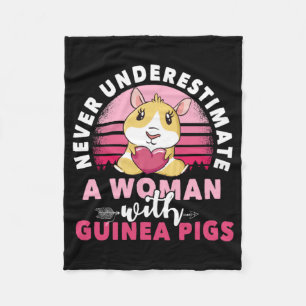 Woman with Guinea Pig Cavy Roddent Fleece Blanket