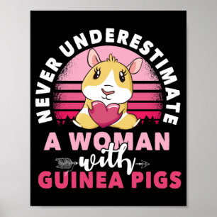 Woman with Guinea Pig Cavy Roddent Poster