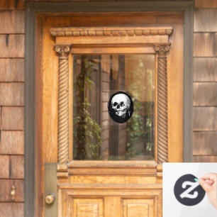 Woman With Halloween Cranium Reflection In Mirror