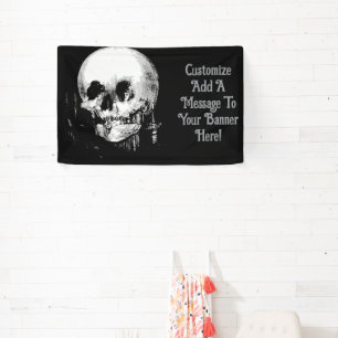 Woman With Halloween Cranium Reflection In Mirror Banner