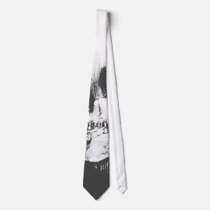 Woman with Halloween Skull Reflection In Mirror Tie