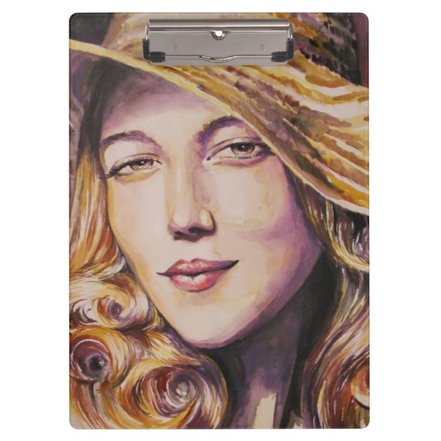 Woman with hat clipboard (Front)