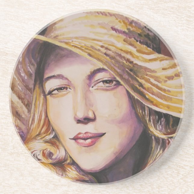 Woman with hat coaster (Front)