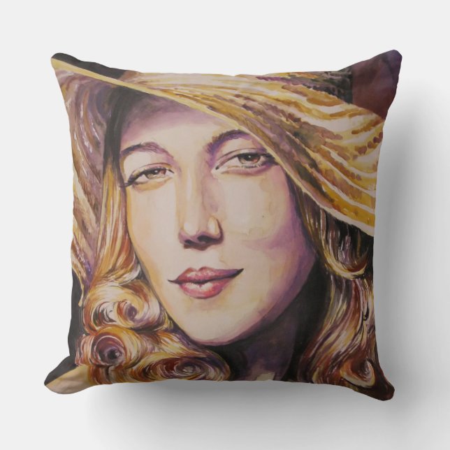 Woman with hat cushion (Front)