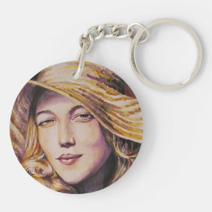 Woman with hat key ring