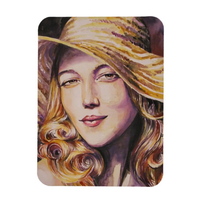 Woman with hat magnet (Vertical)