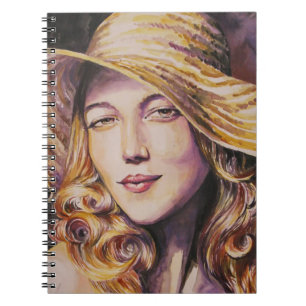 Woman with hat notebook