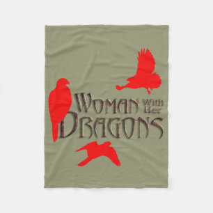 Woman with her Dragons Fleece Blanket