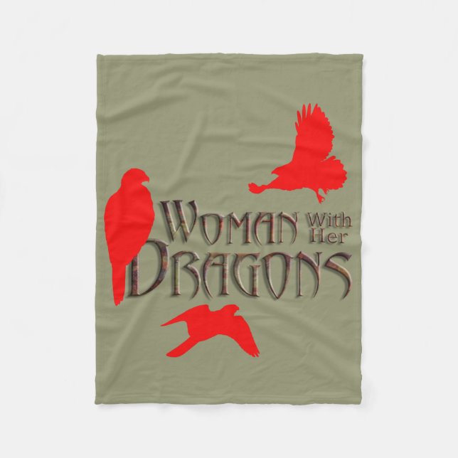 Woman with her Dragons Fleece Blanket (Front)