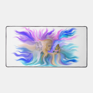 Woman with Horse and Butterfly Desk Mat