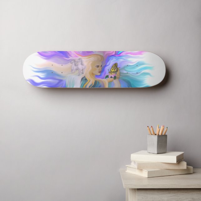 Woman with Horse and Butterfly Skateboard (Wall Art (Horz))