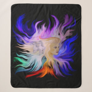 Woman with Horse Sherpa Blanket