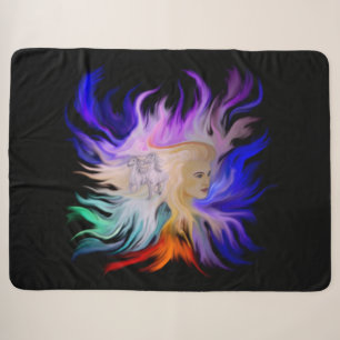 Woman with Horse Sherpa Blanket