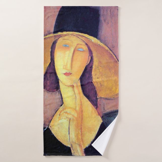 Woman with Large Hat, Modigliani Bath Towel (Bath Towel)