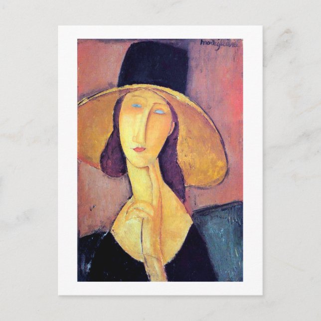 Woman with Large Hat, Modigliani Postcard (Front)