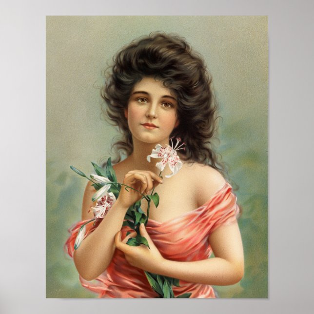 Woman with Lily | Louis Prang & Co. Poster (Front)