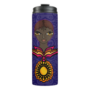 Woman with neckless and pendent thermal tumbler