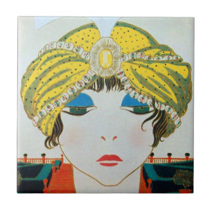 WOMAN WITH ORIENTAL YELLOW TURBAN / Beauty Fashion Tile